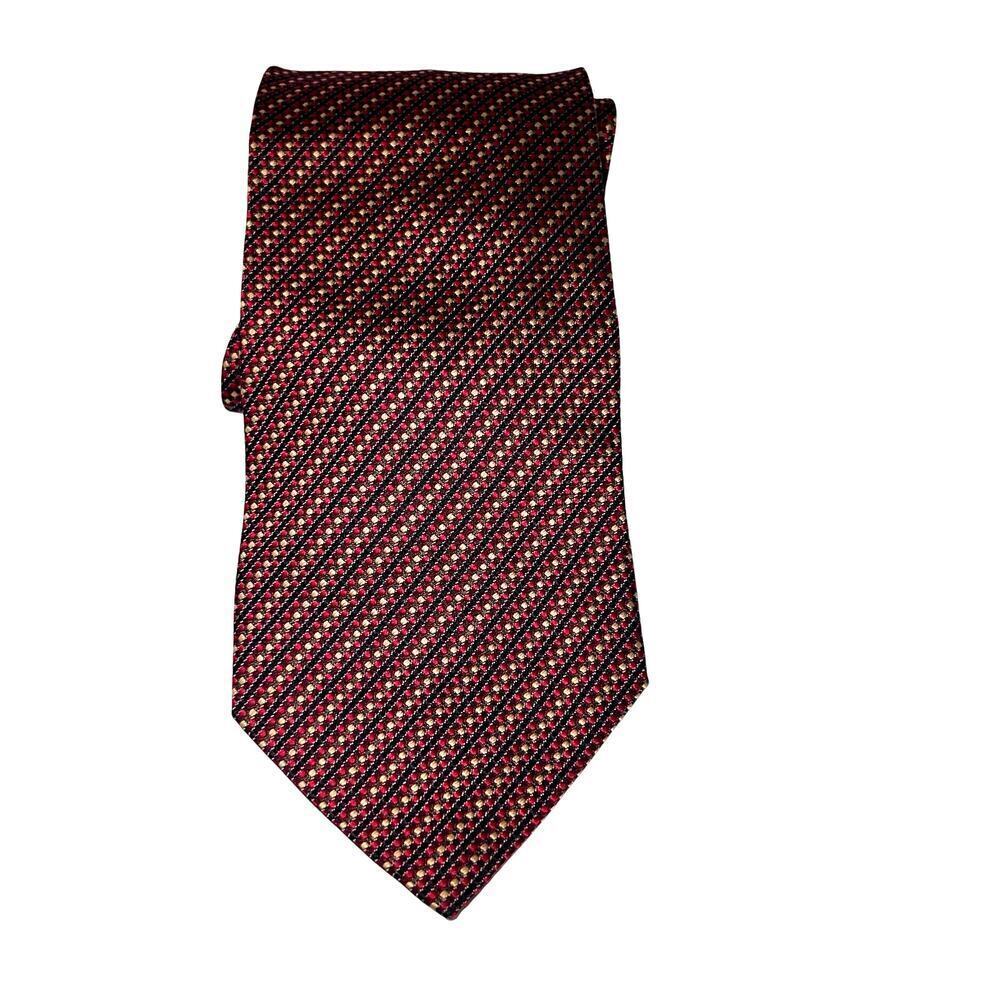 Tesoro Rosso Handmade‎ in Italy 100% Silk Geometric Print Designer Tie